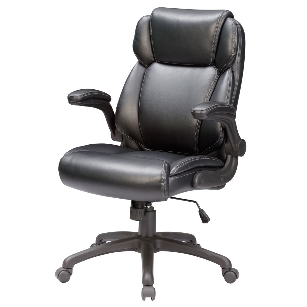 Adjustable Bonded Leather Office Chair with Butterfly Mechanism, 360 Degree Swivel Armchair for Study, Office, Gaming, Black