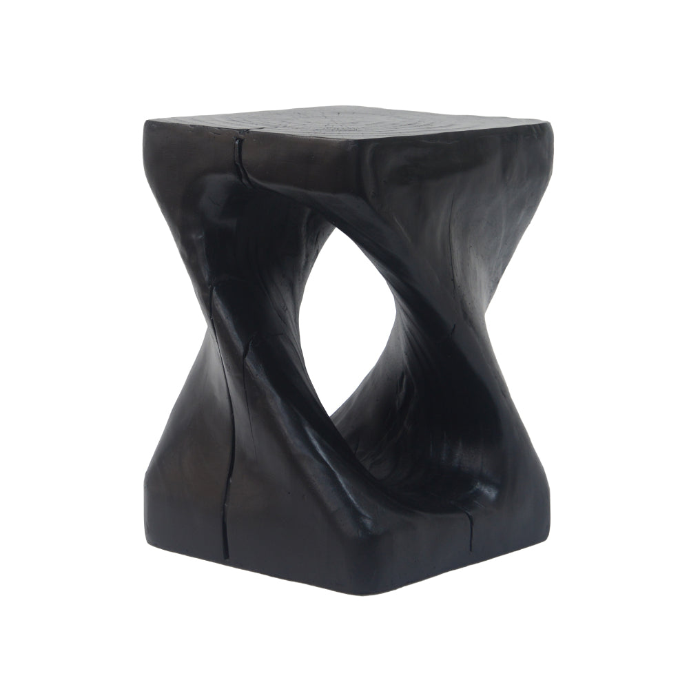 MGO Twist Shape Side Table, Wood-like texture, Black Color