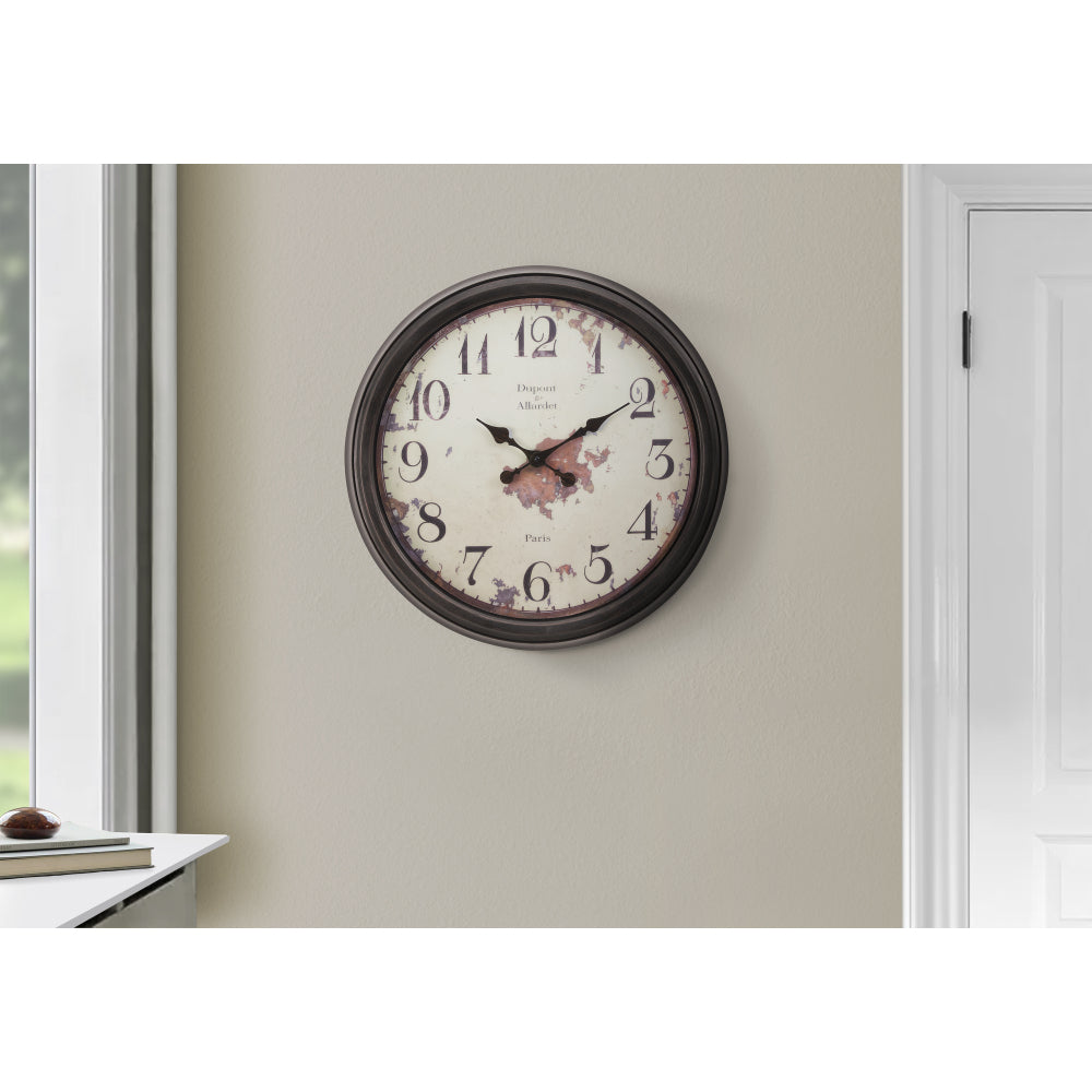 Clocks, 20" Round, Wall Clock, Brown, Transitional