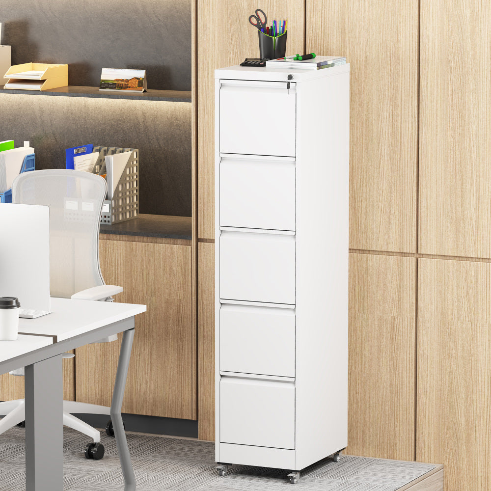 3 Drawer Metal Vertical File Cabinet with Lock and Card Slot Office Home Vertical File Cabinet for A4 Legal/Letter Size Narrow File Cabinet Locked,Assembly Required (Black)