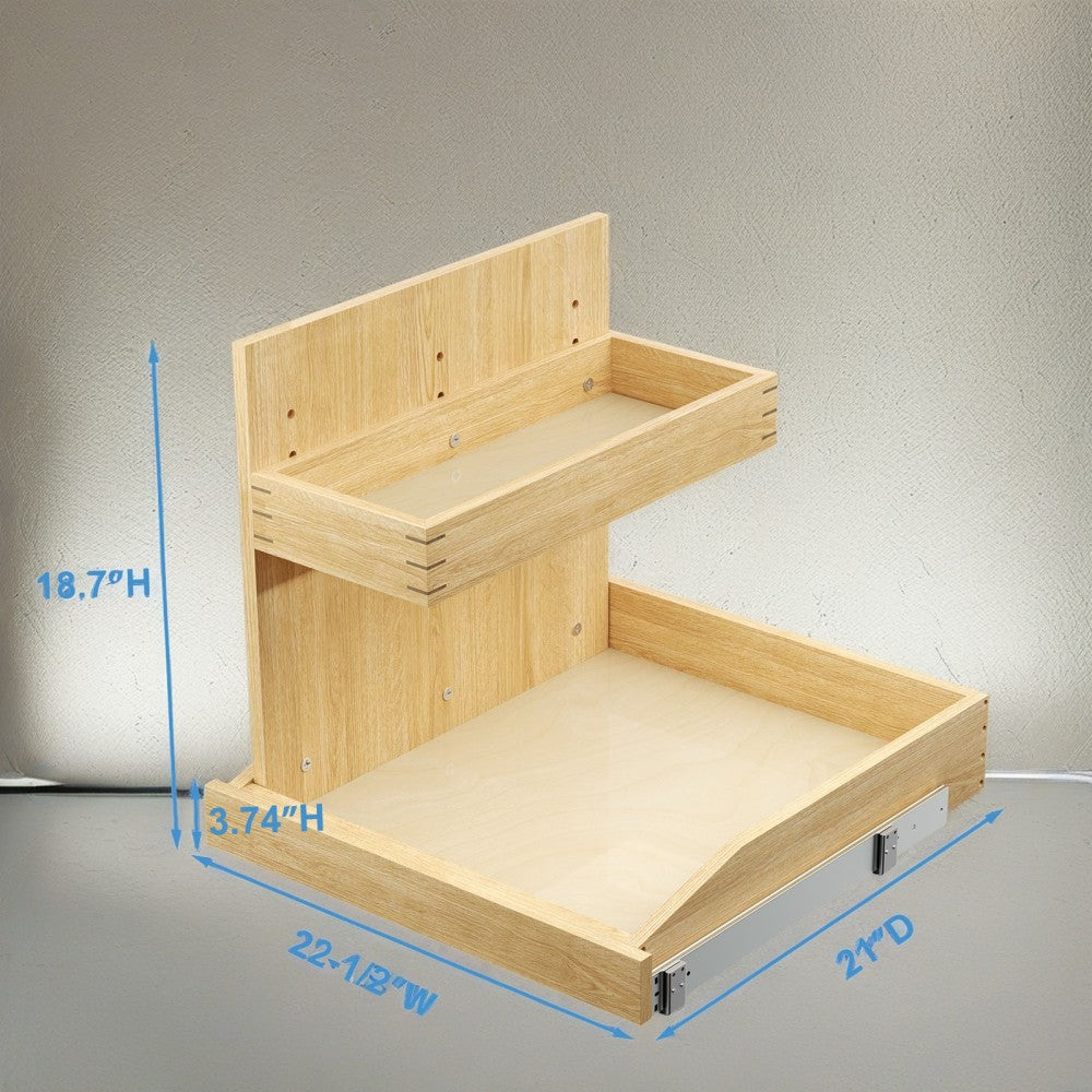 Under Sink Organizers and Storage 22½" W x 21" D, 2 Tier Pull Out Cabinet Organizer with Hard Close, Adjustable Pull Out Cabinet organizer with U Bracket for Bathroom Kitchen(Left)