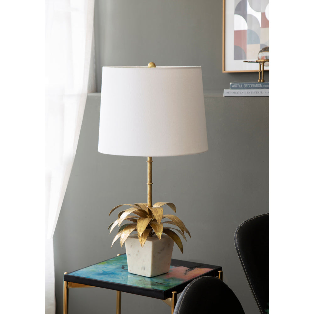 16x16x29.8" Gold and Black Table Lamp with Contemporary Disc Design