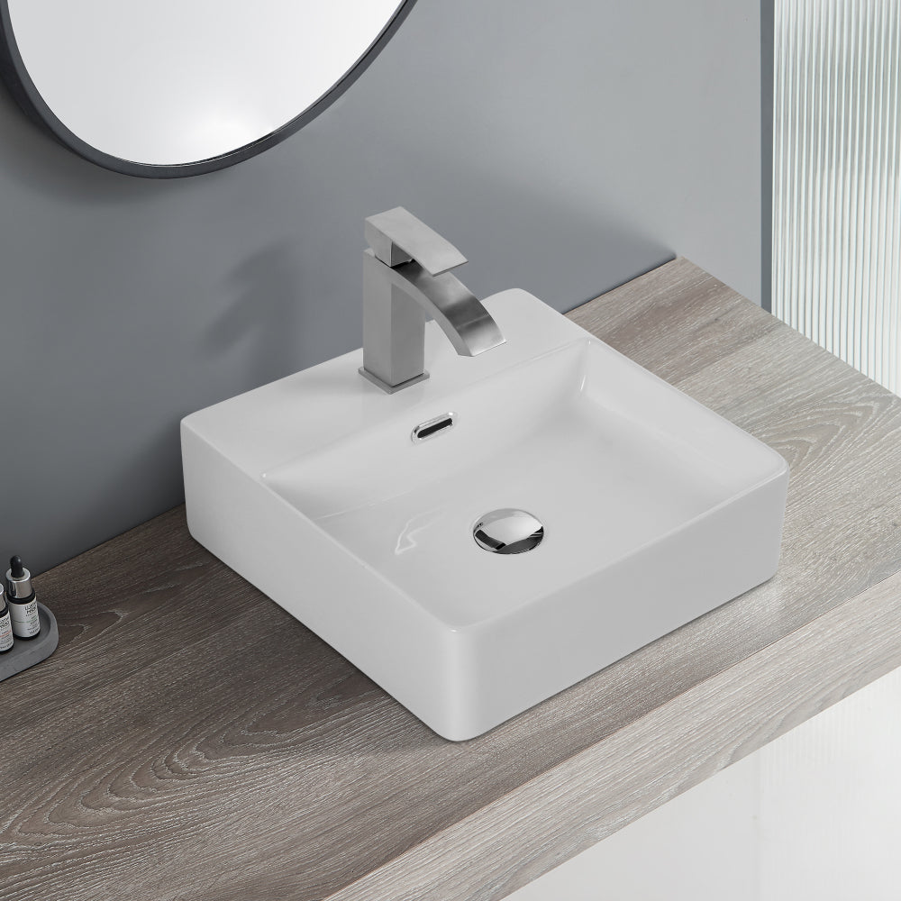 Bothwa Home Rectangular Countertop Ceramic Wash Basin (White Finish) CUPC Certified