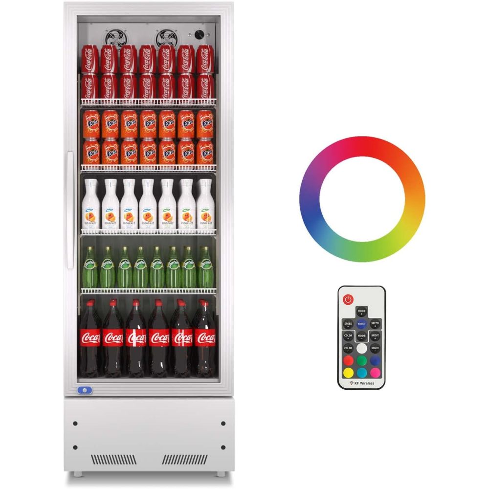 16.5 Cu. Ft Commerical Merchandiser Refrigerator, Reach-in Beverage Cooler with LED Lightning for Shop Restaurant Bar, ETL Approved, Silver