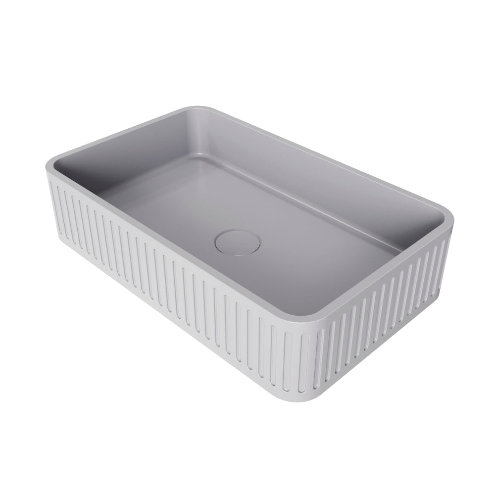 20.5'' Concrete Vessel Rectangular Modern Gray Bathroom Sink