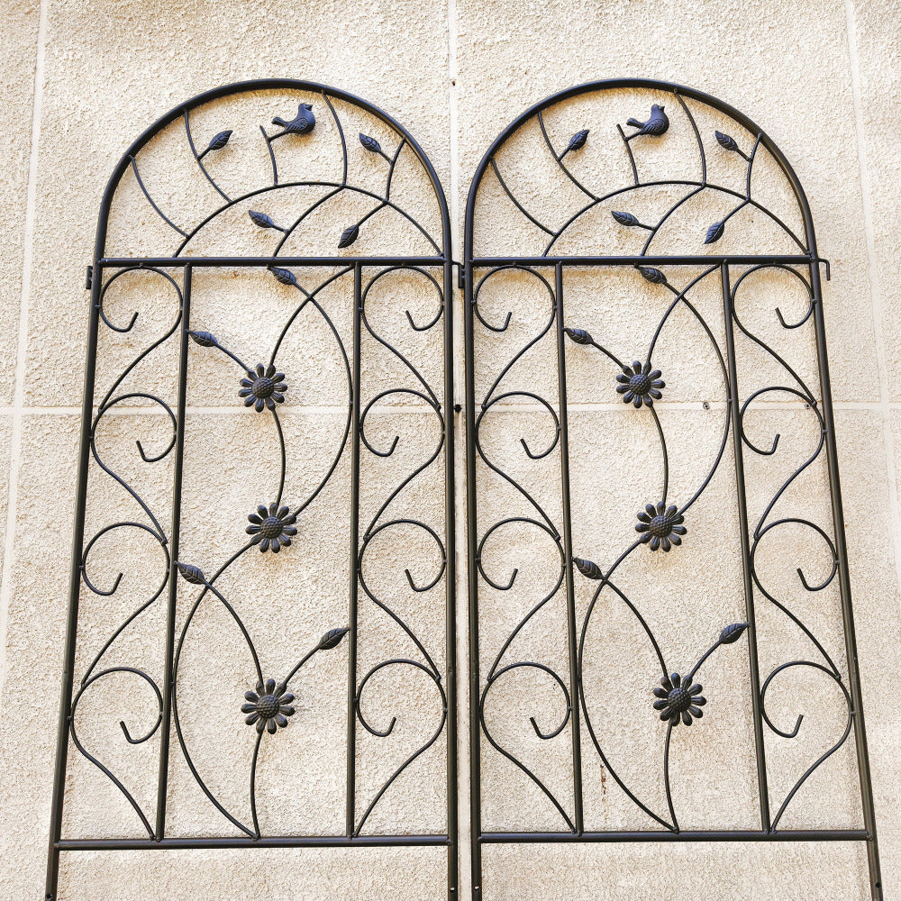 2 Pack Metal Garden Trellis 86.7" x 19.7" Rustproof Trellis for Climbing Plants Outdoor Flower Support Brown