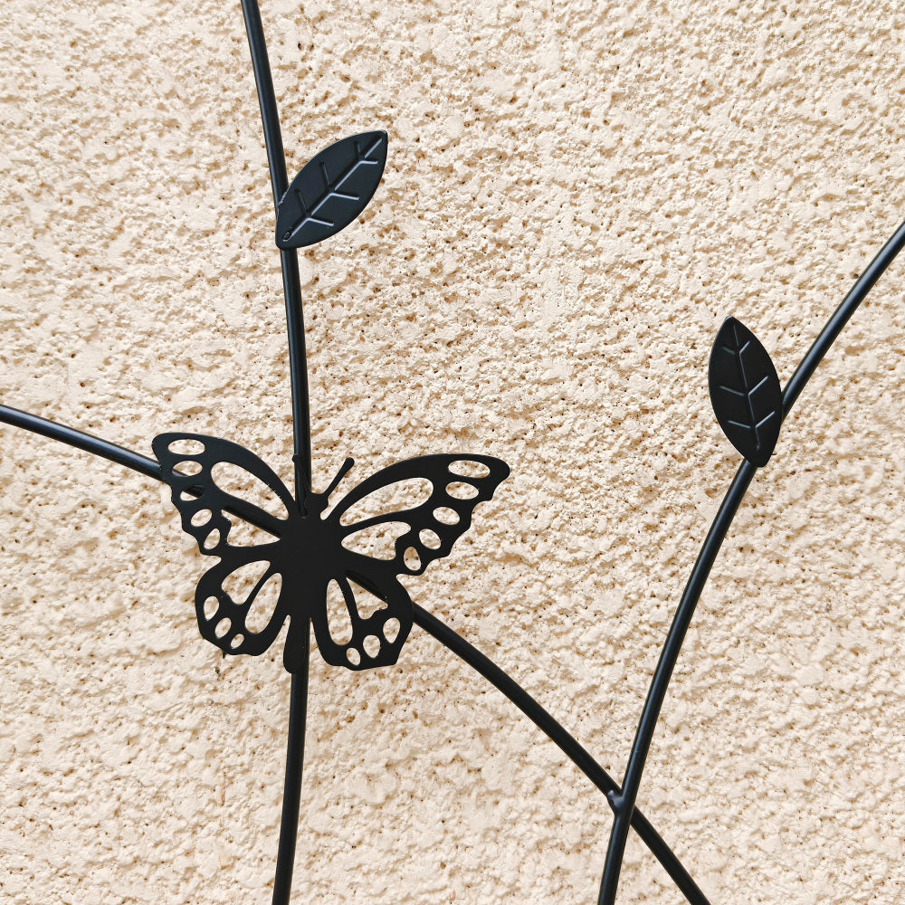 2 Pack Metal Garden Trellis 71" x 19.7" Rustproof Trellis for Climbing Plants Outdoor Flower Support Butterfly Deco Black