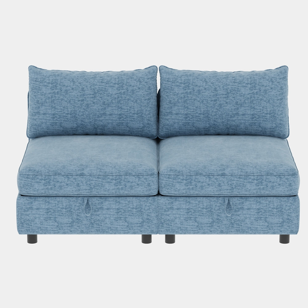 Armless Seat for Modular Sectional Sofa, Convertible Sofa Seat With Storage, Sleeper Sectional Sofa Set, Fabric Flexible Modular Combinations for Living Room(2PCS)