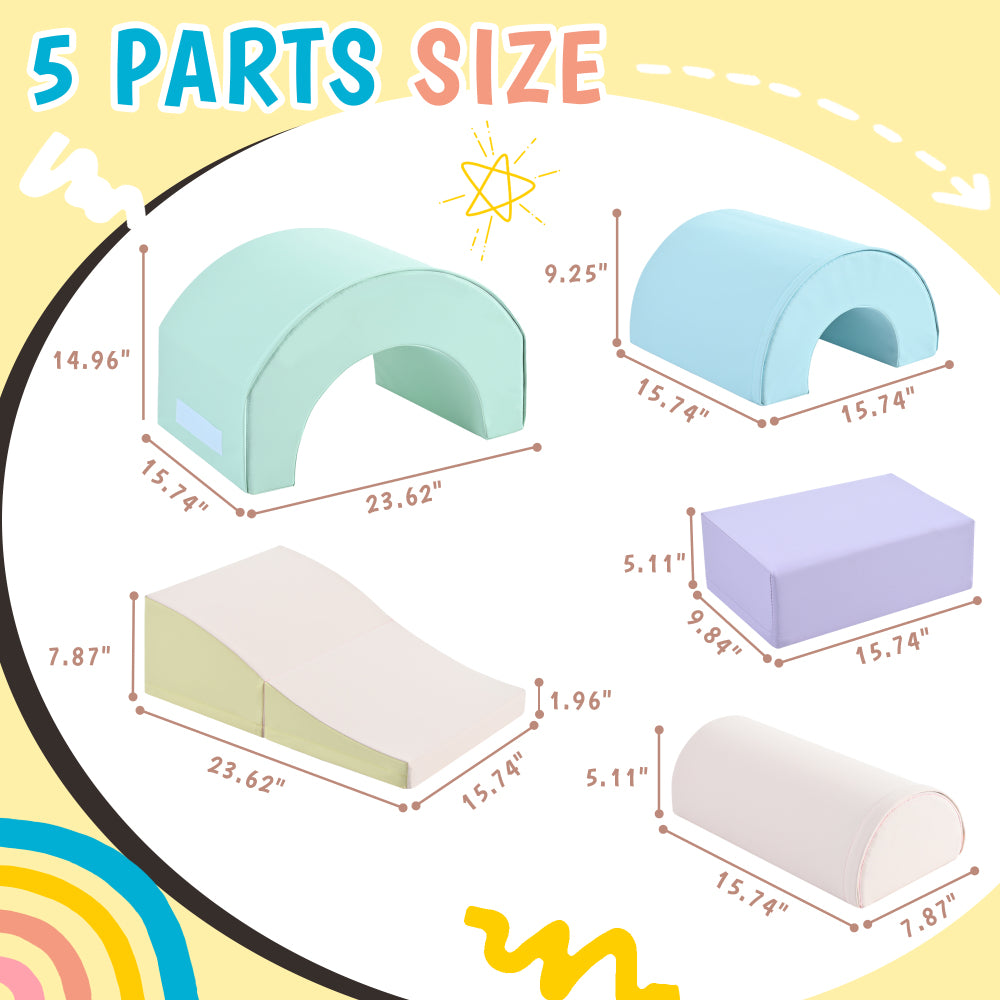 5-Piece Kids Climbing Toys for Toddlers, Foam Climbing Blocks for Babies, Kids Crawling and Climbing Indoor Active Play Structure