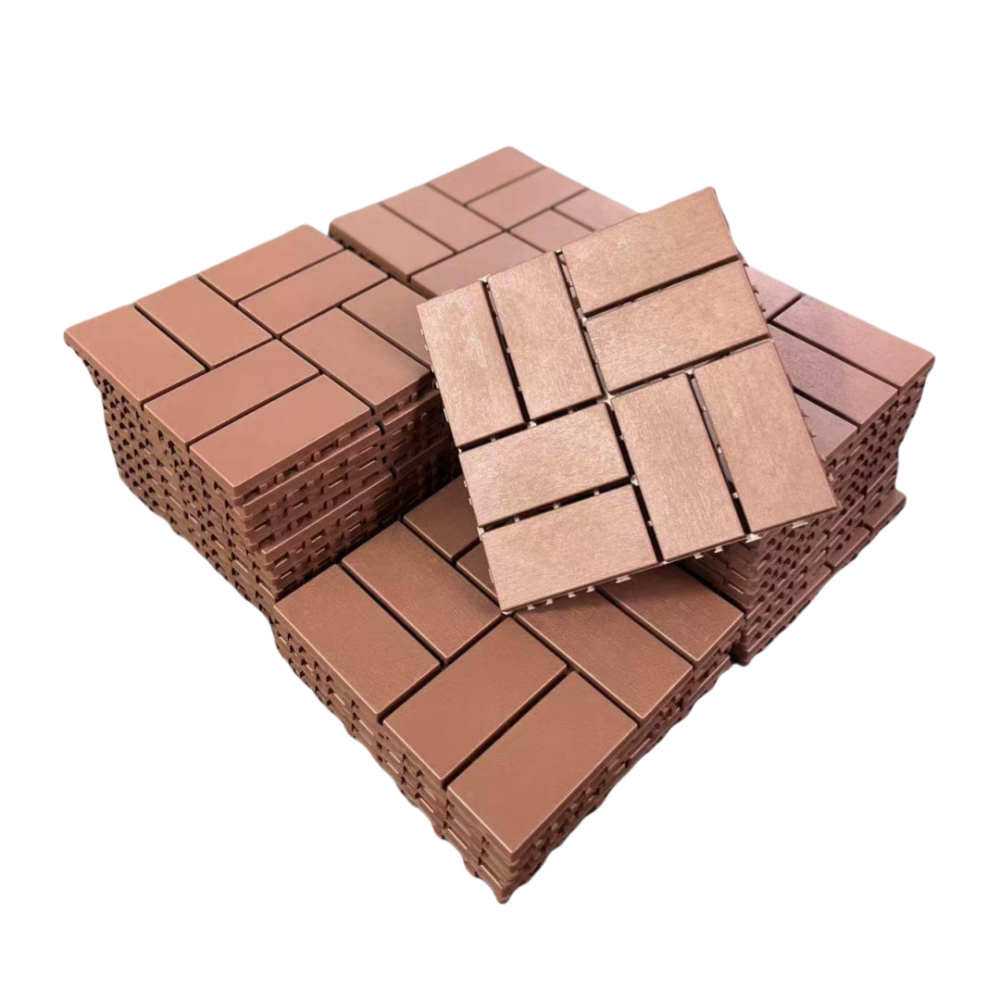 Plastic Interlocking Deck Tiles,36 Pack Patio Deck Tiles,12"x12" Square Waterproof Outdoor All Weather Use, Patio Decking Tiles for Poolside Balcony Backyard, Brown