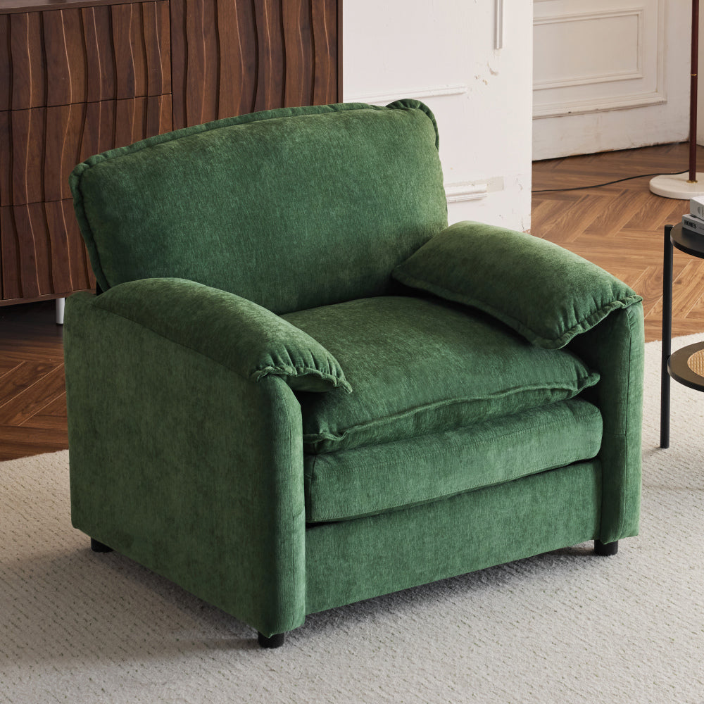 38" Oversized Chenille Lounge Chair - Plush Reading Armchair with Thick Comfort Cushions, High Back Support & Wide Seat, Perfect Accent Chair for Modern Living Room, Cozy Bedroom, Compact Office, Dorm