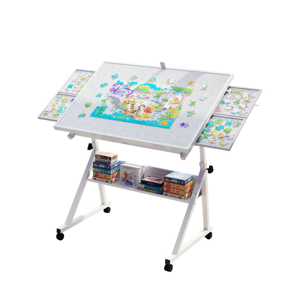 1500 pieces Jigsaw Puzzle metal Table board for adults gift with 4 trays(white)
