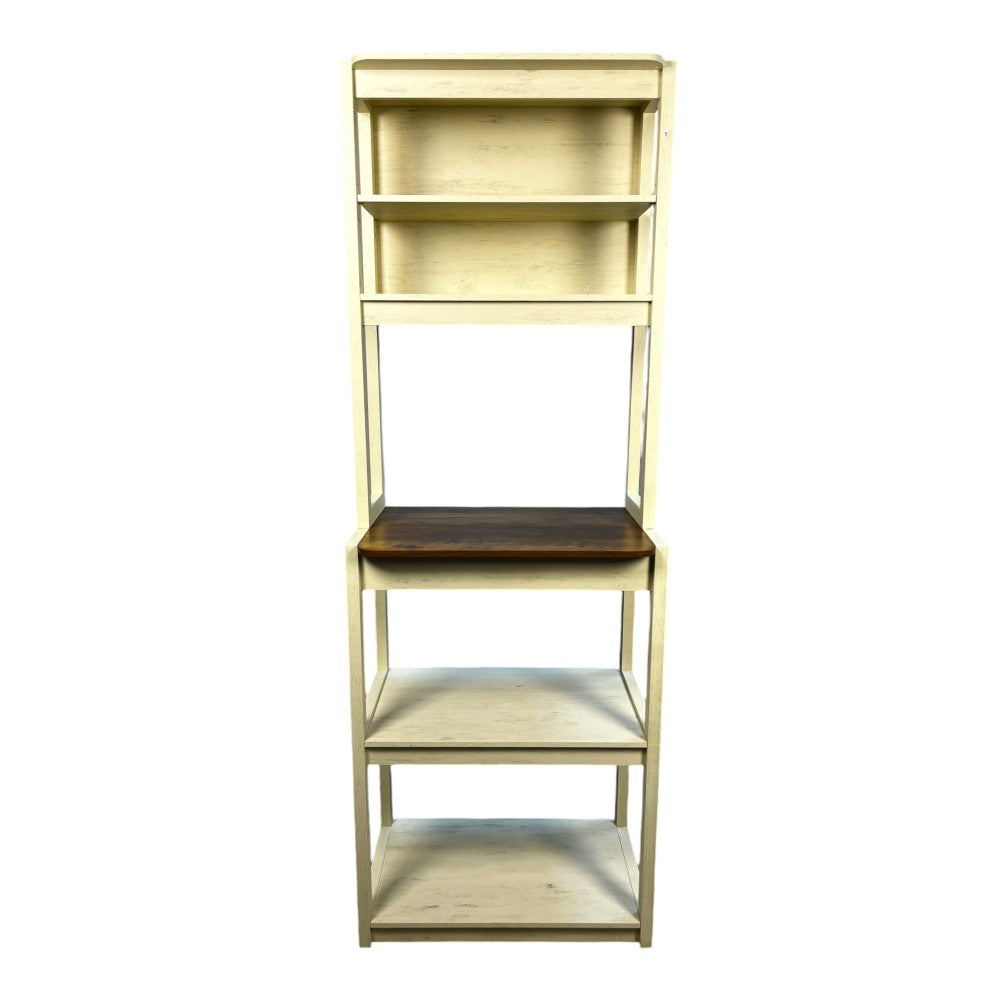 23.62" White and Rustic Brown color 5-Tier Bakers Rack for Kitchen with Storage, Coffee Bar, Kitchen Shelves,  Microwave Stand