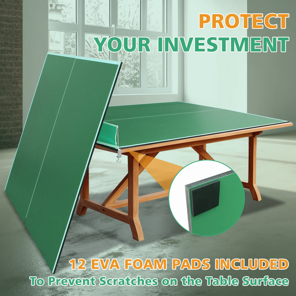 8ft Green Mid-Size Ping Pong Conversion Top Foldable & Portable Table Tennis Table Top for Indoor Games