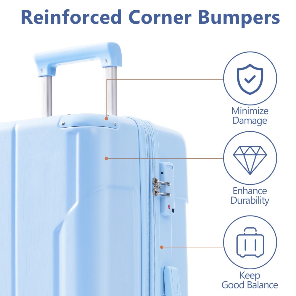Hardshell Luggage, Lightweight Durable ABS Suitcases with Double Wheels, Expandable 28-inch Checked Luggage 28" (Skyblue)