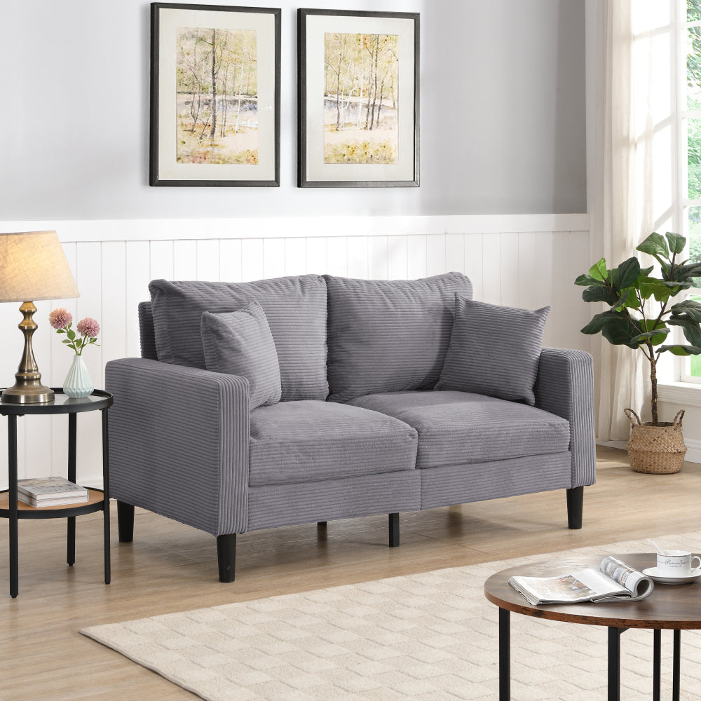 57 " High Resilience Loveseat Sofa, Wooden Frame 2 Seat Sofa, Comfy , Small Space Saving Modern Upholstered Sofa, Living Room Bedroom Apartment Small Space , Light gray