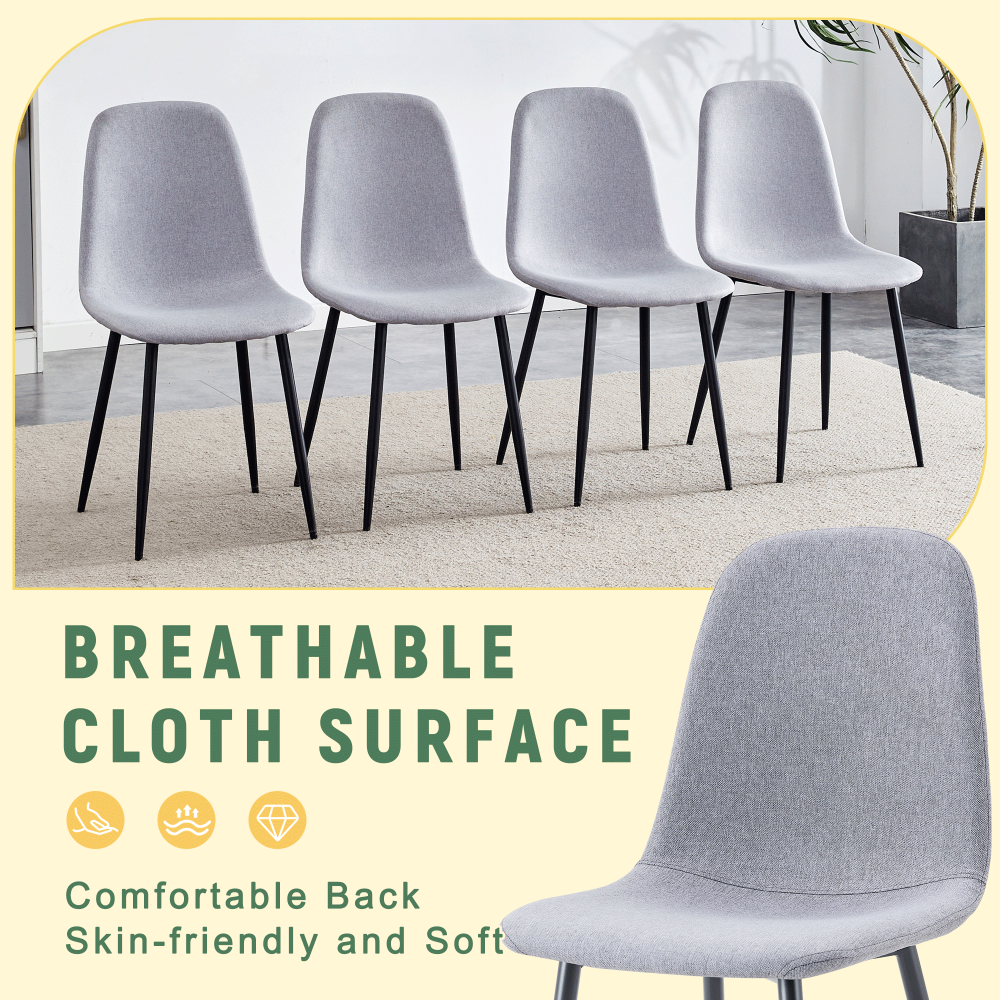 Set of 4 Gray fabric-back and Metal Combined Spoon Chairs - Perfectly matching minimalist and Scandinavian style homes, with product dimensions of 15.5*16.3*34.5 inches.