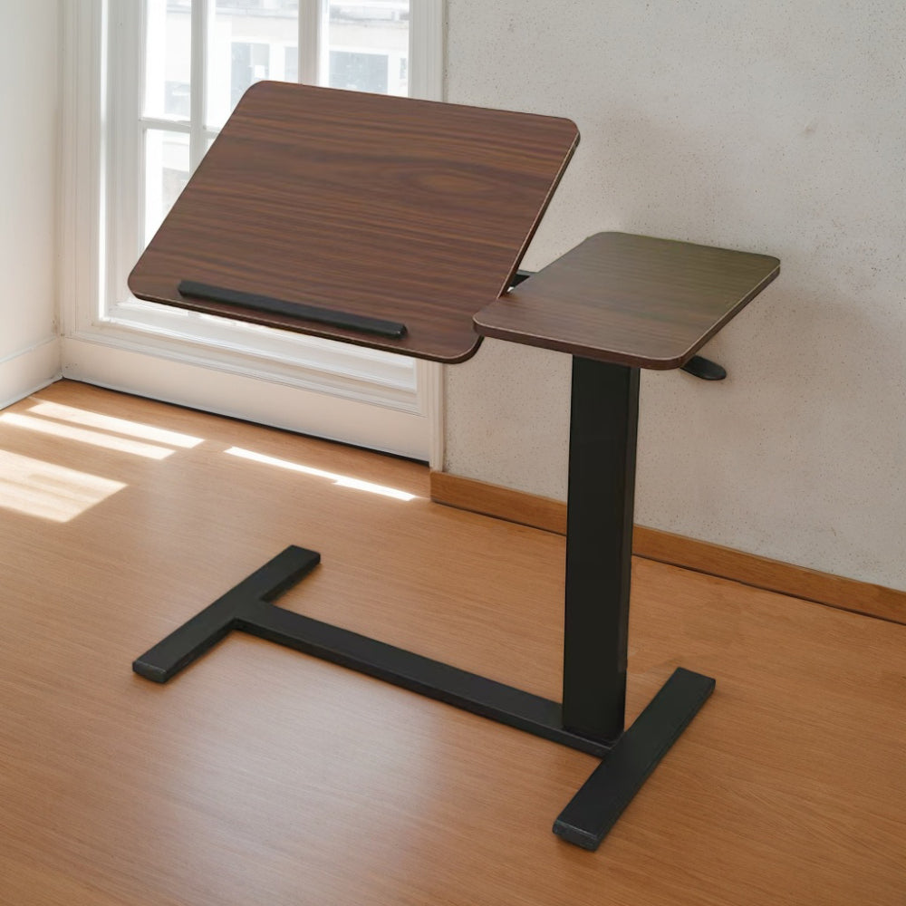 Bedside Table,Folding Overbed Bedside Desk Mobile Rolling Laptop Stand Tilting Overbed Table with Wheels Height Adjustable Tray Table for Laptop Bed Sofa Side Table (WALNUT),Gift for Mother's day