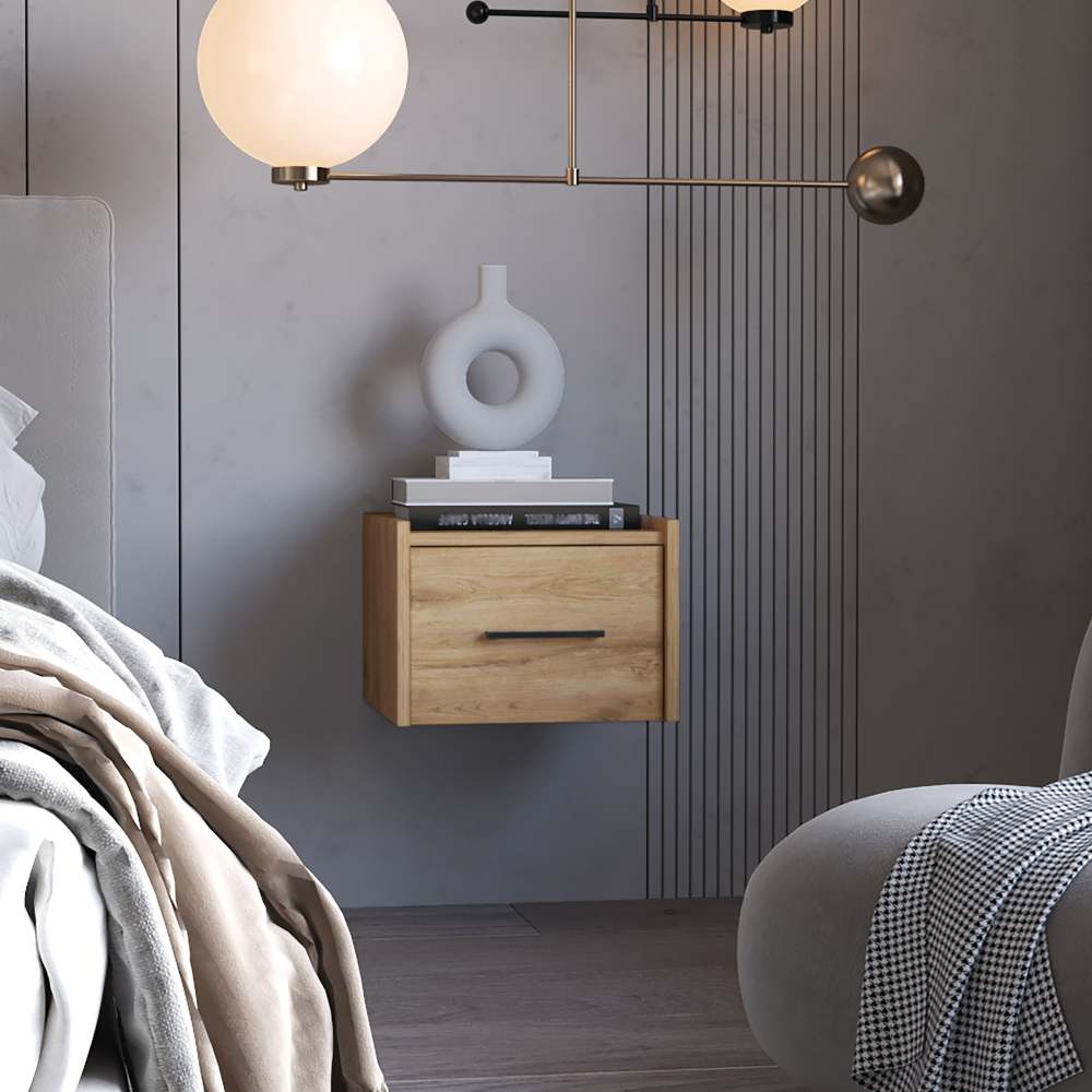 Black Wall-Mounted Floating Nightstand