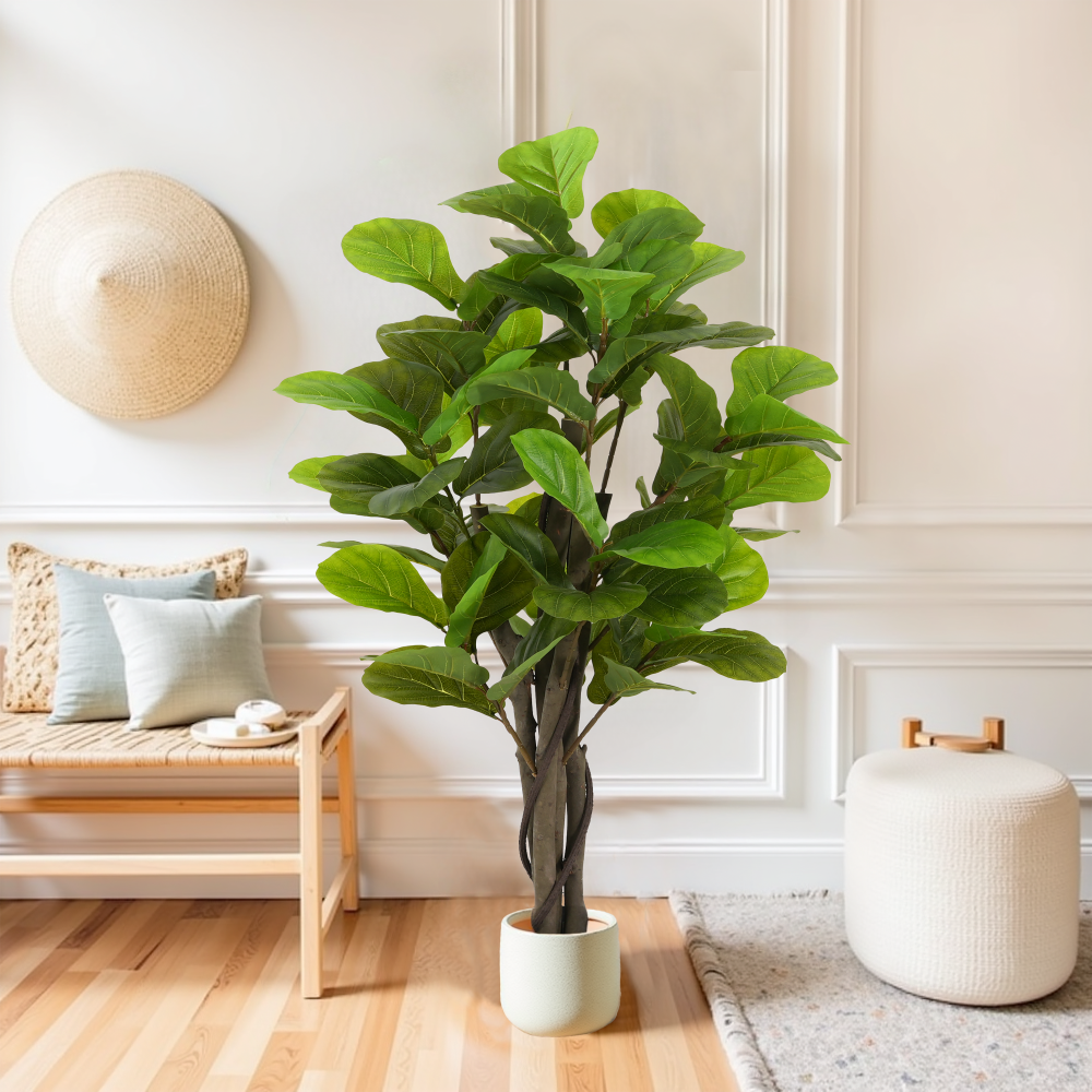 51" Artificial Fiddle Leaf Fig Tree With Pot