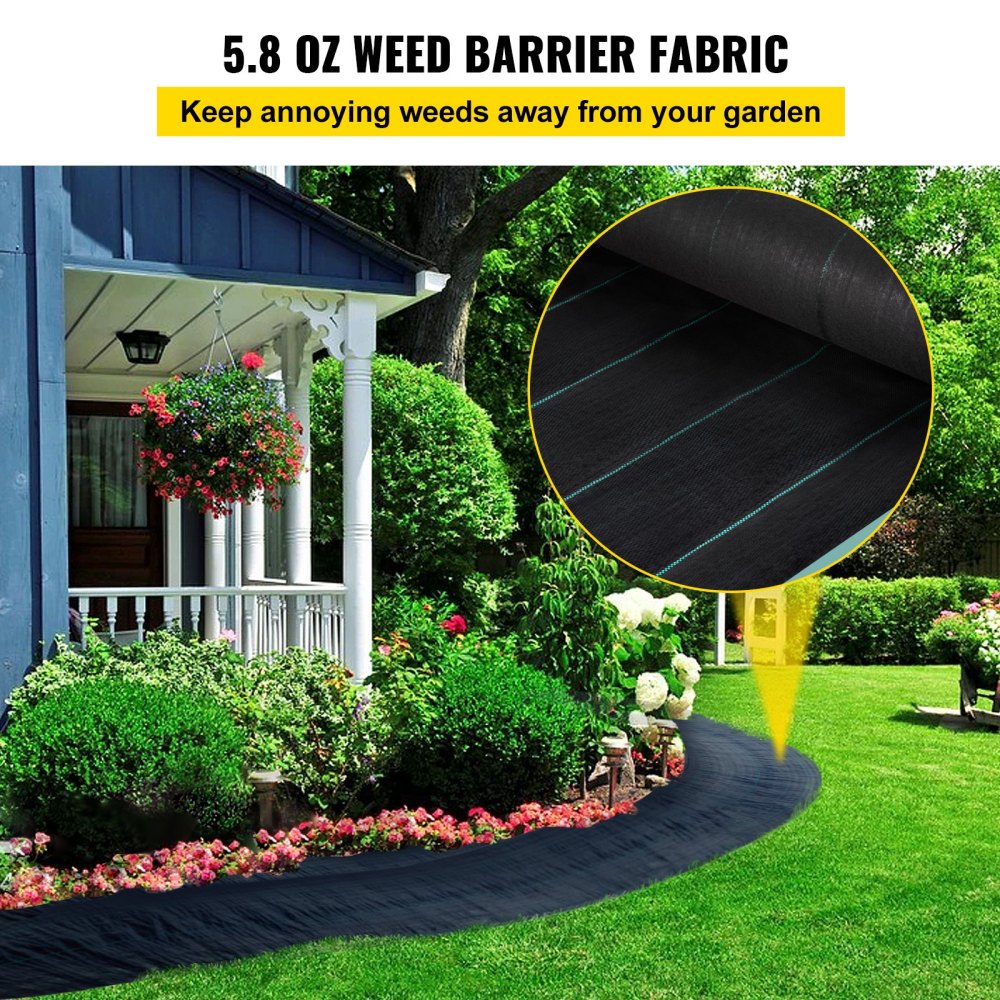 Weed Barrier, 5.8oz Landscape Fabric, 4ft x 300ft Cover Mat Heavy Duty Woven Grass Control Geotextile for Garden, Patio, Black