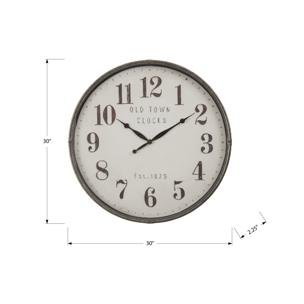 Clocks, 30" Round, Large Oversized, Wall Clock, Brown, Transitional