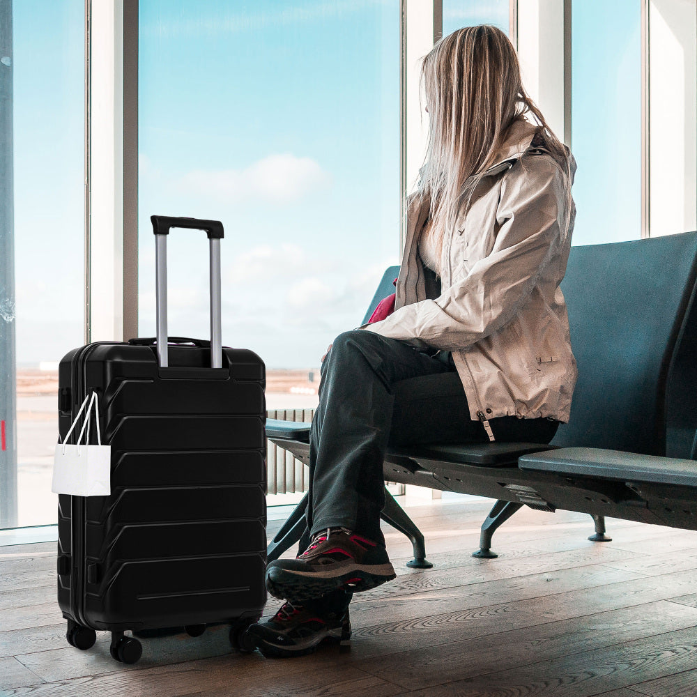 20"/24"/28" 3 pcs/set in ABS Spinner Wheel Luggage, Matching Color , With Combination Lock (Black)