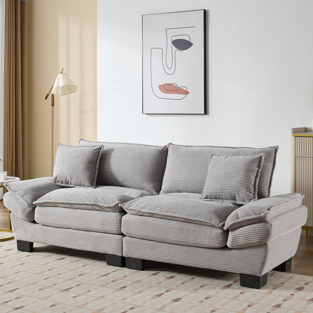 Corduroy Sofa Sleeper Couch Loveseat Sofa with Pillows Comfy Upholstered Deep Seat Sofa for Bedroom,Living Room,Apartment,Office,Dorm-Blue Corduroy