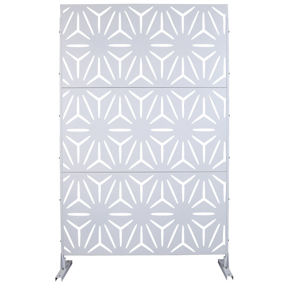 Outdoor & Indoor Privacy Screen Metal Privacy Screen 76" H×48" W, Freestanding Decorative Privacy Screen for Deck Balcony Patio, Privacy Fence Panels for Outside Lawn Garden PS104 WHITE