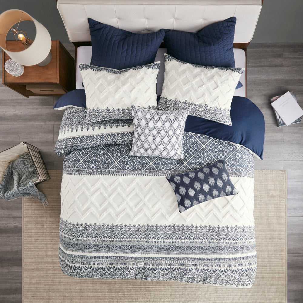 Cotton Quilted Euro Sham Navy Euro Sham