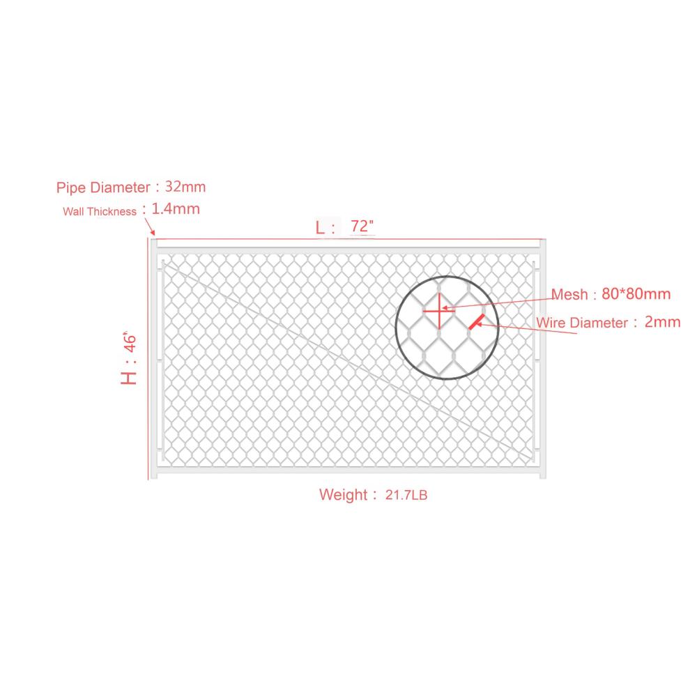 Adjustable Chain Link Walk Gate Kit with Round Corner Frame, Fit-Right, 3.8'H