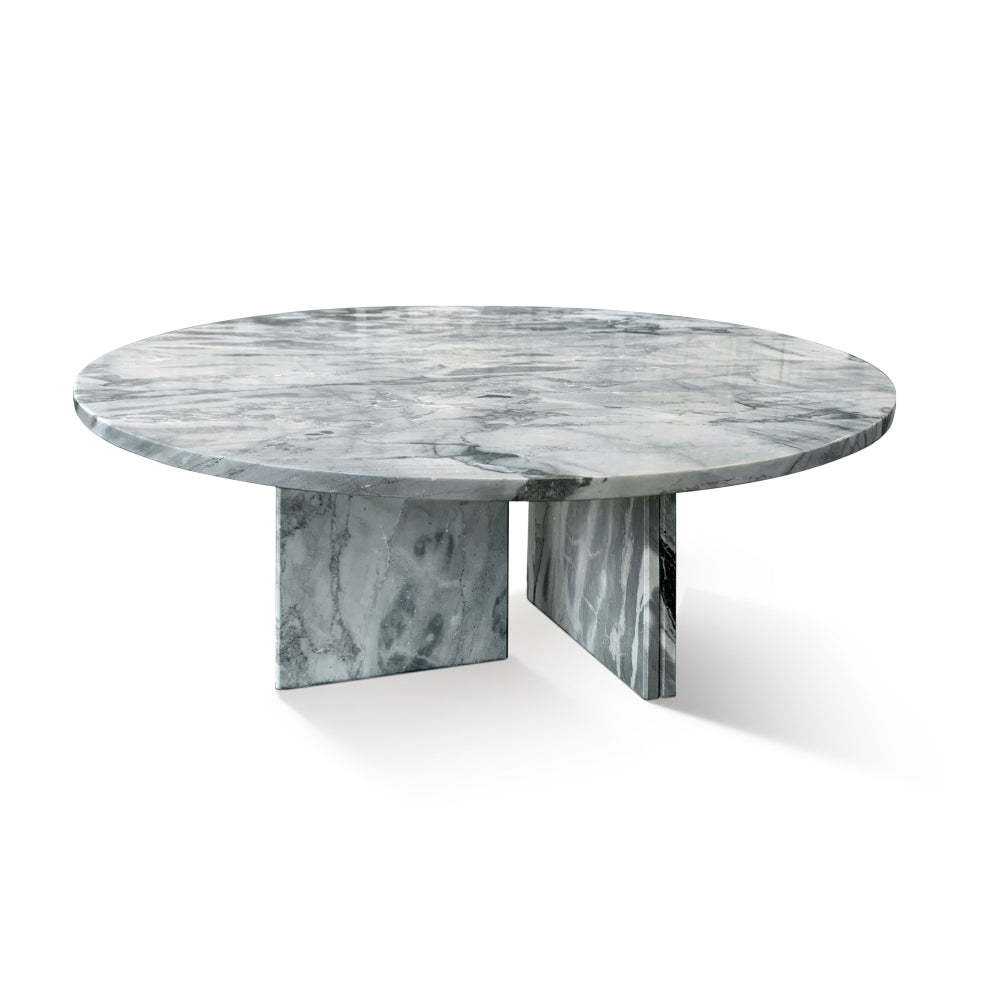 Blue gray natural marble coffee table, small table, living room table, natural stone, Ø27.6 h12.6 Inch/Ø70 h32 cm, genuine marble, real marble