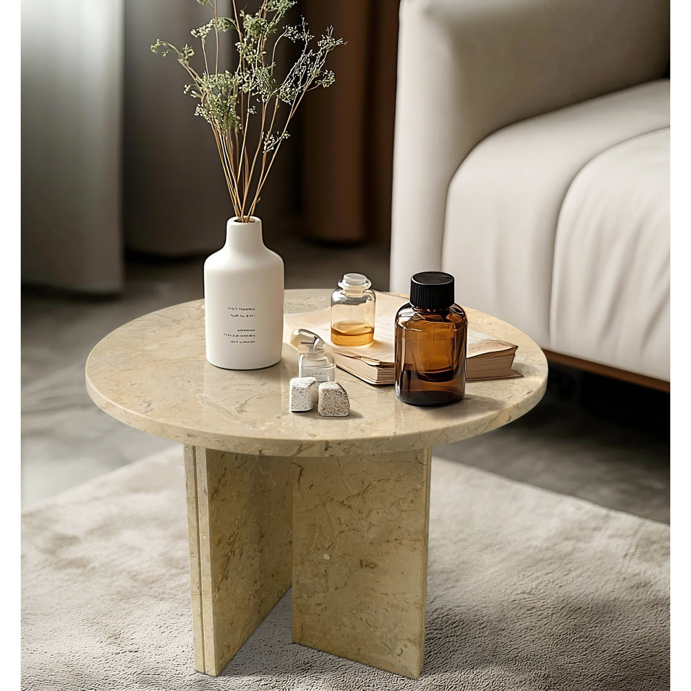 Blue gray natural marble coffee table, small table, living room table, natural stone, Ø27.6 h12.6 Inch/Ø70 h32 cm, genuine marble, real marble