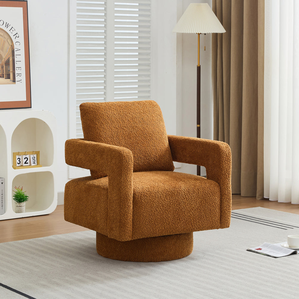 29.13" W Square Swivel Accent Chair, Modern Rotating Arm Chair with Open Back,360 Degree Rotation, Lounge Club Chair with Removable Back Cushion for Living Room, Hotel, Bed Room,Charcoal