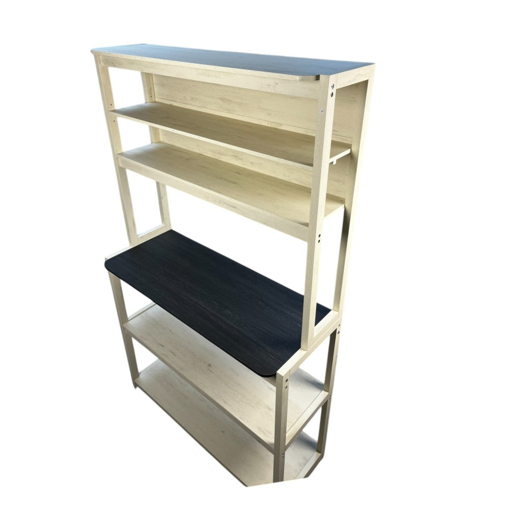 39.37" White and Black color 5-Tier Bakers Rack for Kitchen with Storage, Coffee Bar, Kitchen Shelves,  Microwave Stand