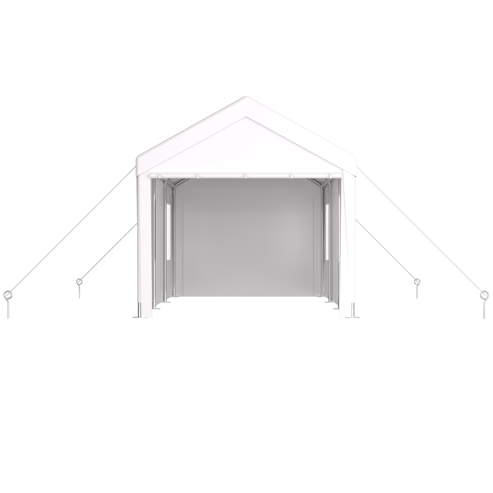 Carport 12' x 20' Portable Garage, Heavy Duty Car Port Canopy with 2 Roll-up Doors & 4 Ventilated Windows for Car, Truck, Boat, Garden Tools,white