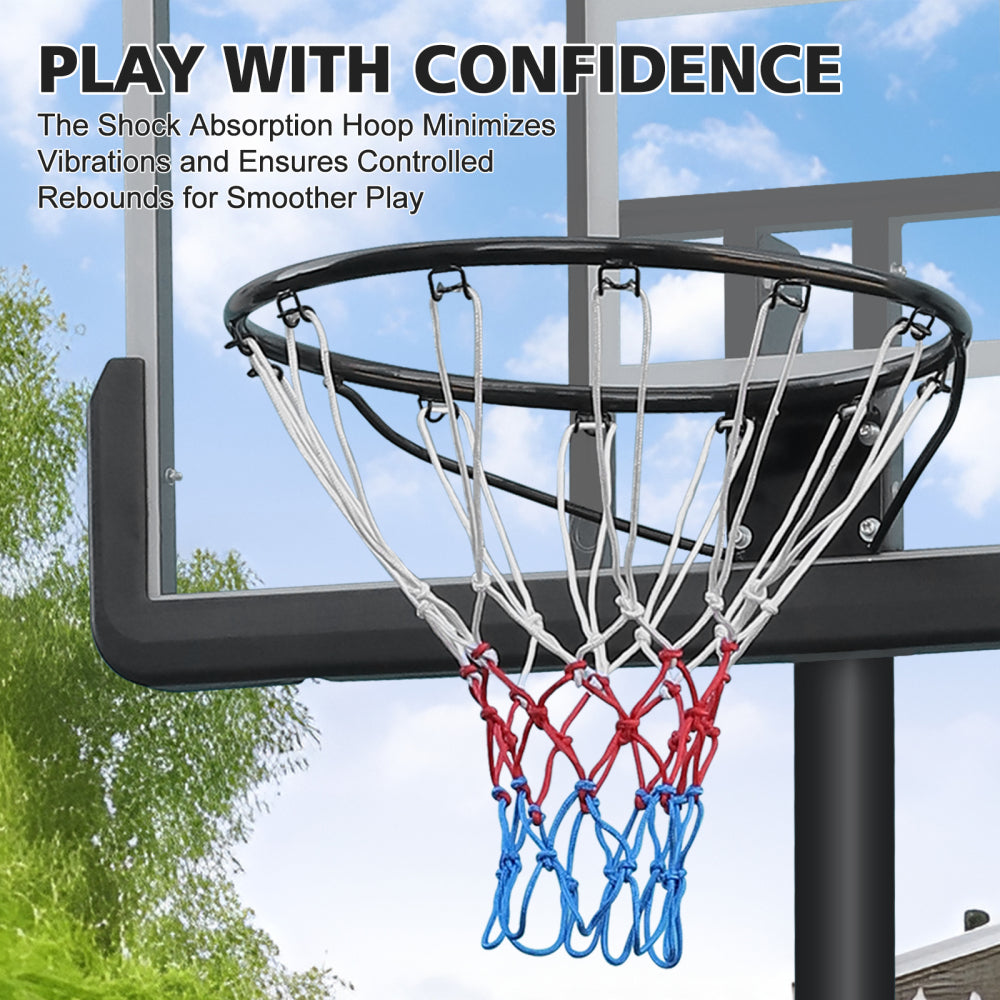 DOUBLE FISH[Adjustable Basketball Goal] Height Adjustable 6.5 Ft-10 Ft Basketball Hoop - 44'' Basketball Rebound, Portable Wheels, And Sturdy Base - Rust-Proof For Adults And Youth