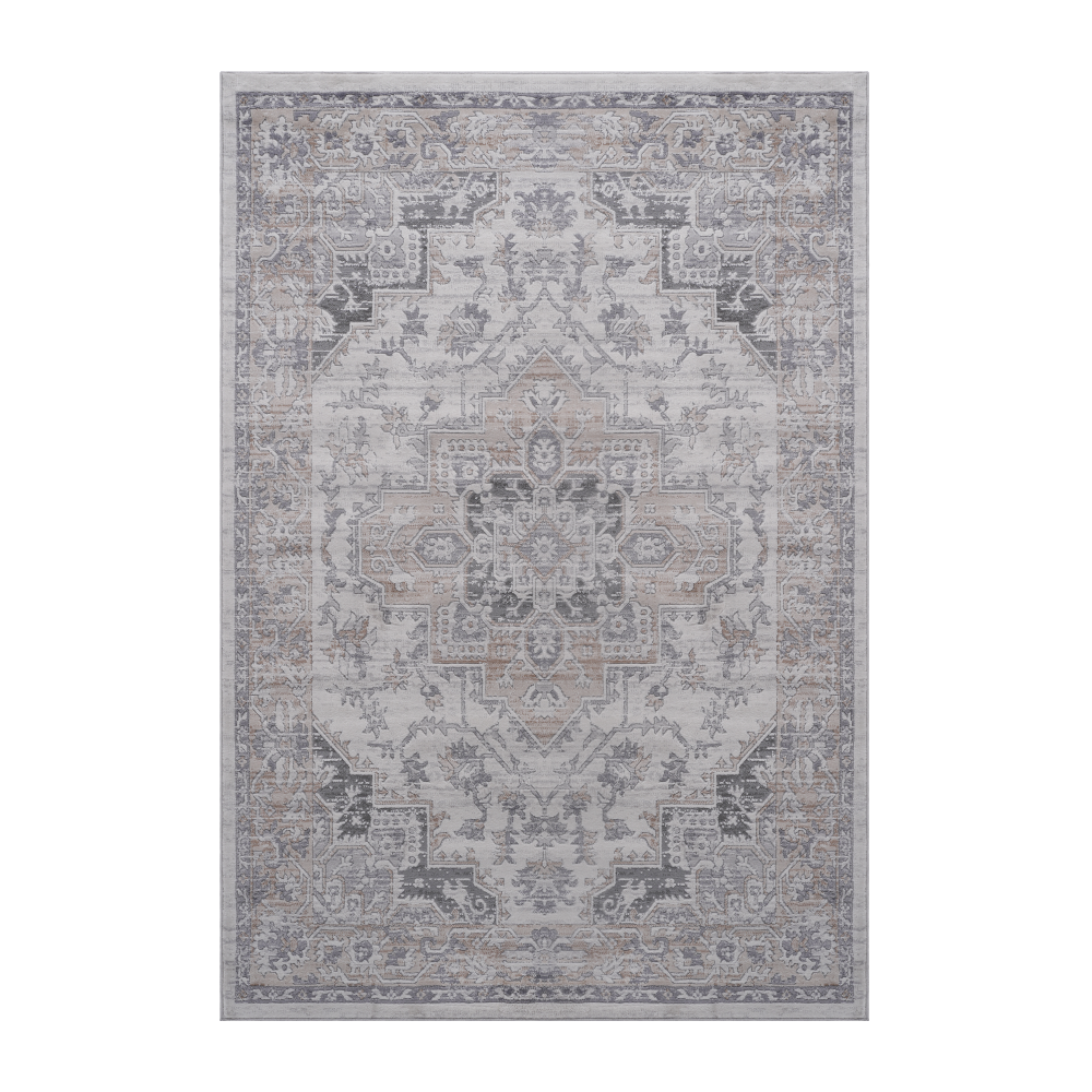 LOOM & LUXE Collection 5X7 Ivory/Beige/Oriental Non-Shedding Living Room Bedroom Dining Home Office Stylish and Stain Resistant Area Rug