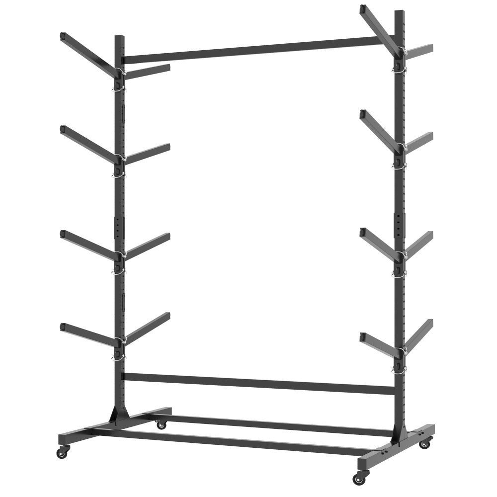 82"H Kayak Storage Rack, Heavy Duty Freestanding Kayak Storage Rack – Adjustable 8 Kayak Stand with Wheels for Garage, Indoor & Outdoor Use, 58"D*45.9"W*82.3"H