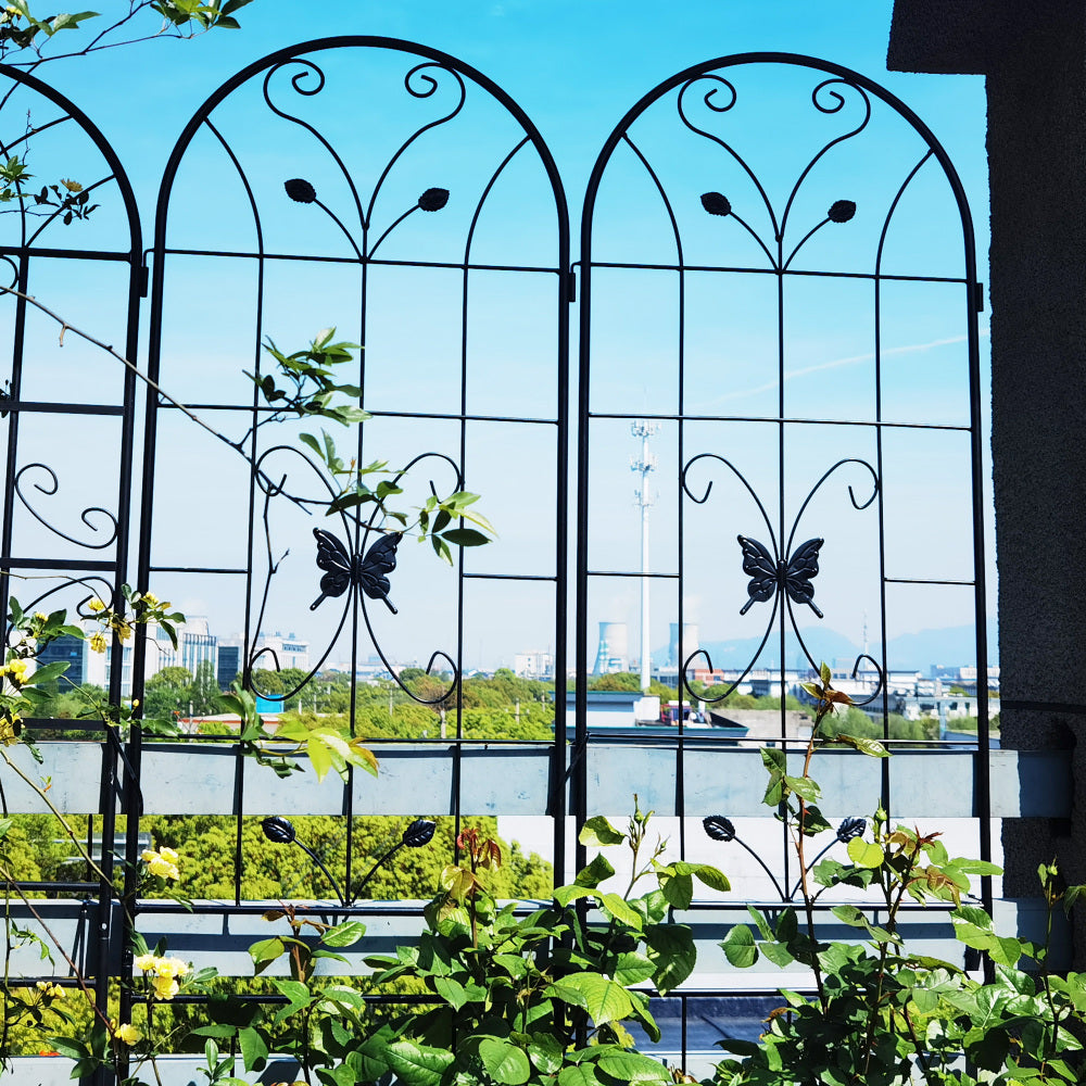 2 Pack Metal Garden Trellis 86.7" x 19.7" Rustproof Trellis for Climbing Plants Outdoor Flower Support Black