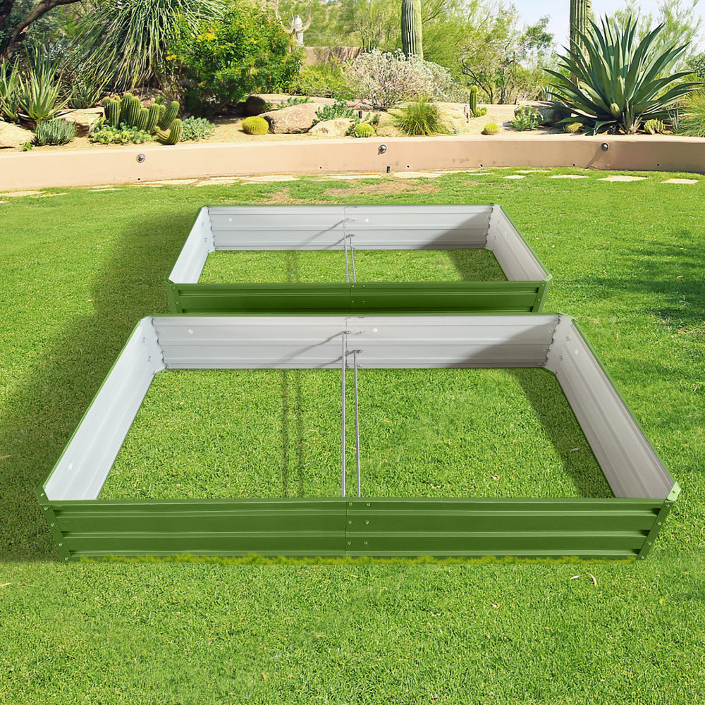 6 x 3 x 1 ft (2 pack) Metal Garden Bed,Outdoor Planter Box Metal Patio Kit Planting Bed for Vegetables Flowers Herb,Green