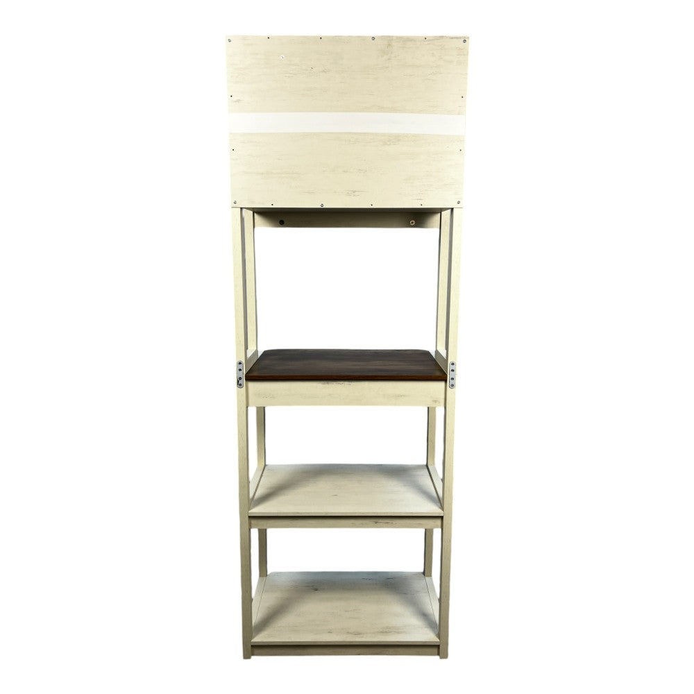 23.62" White and Rustic Brown color 5-Tier Bakers Rack for Kitchen with Storage, Coffee Bar, Kitchen Shelves,  Microwave Stand
