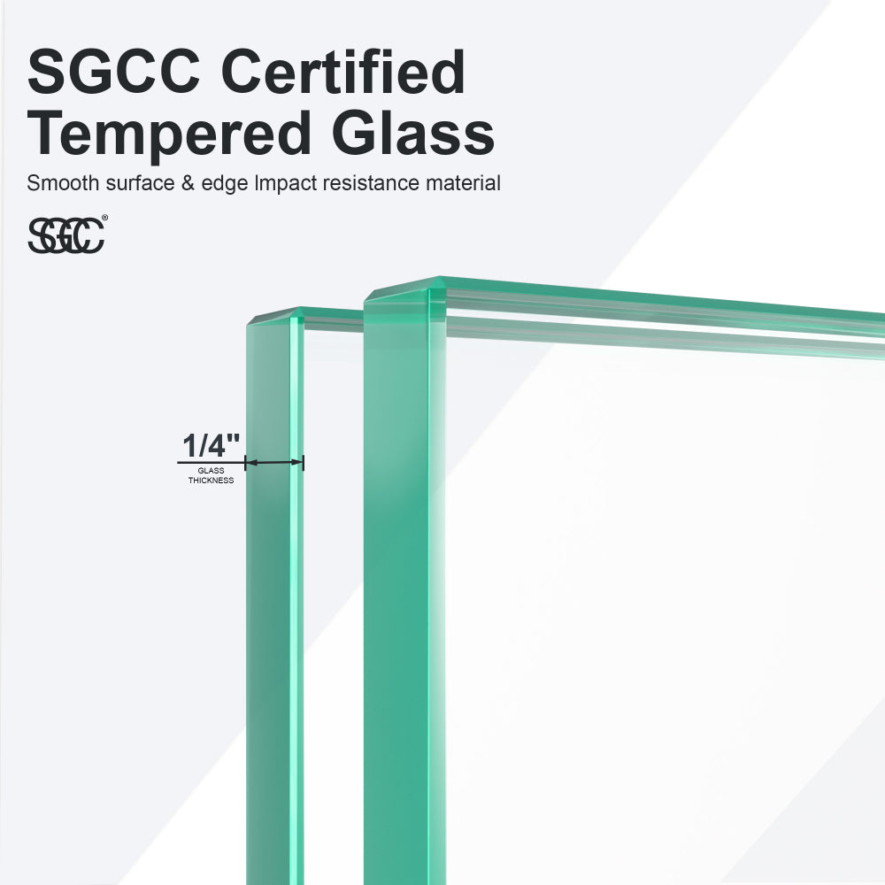 24" W x 72" H Semi-Frameless Circular Pivot Shower Door in Chrome With 1/4" (6mm) Thick SGCC Tempered Glass
