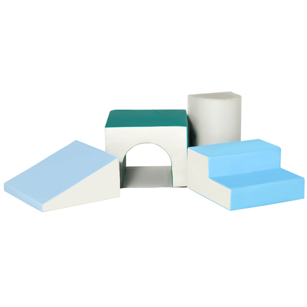 Qaba Foam Play Set for Toddlers and Children, Easy-to-clean 4 Piece Soft & Safe Kids Climbing Set for Crawling or Sliding, Multicolor