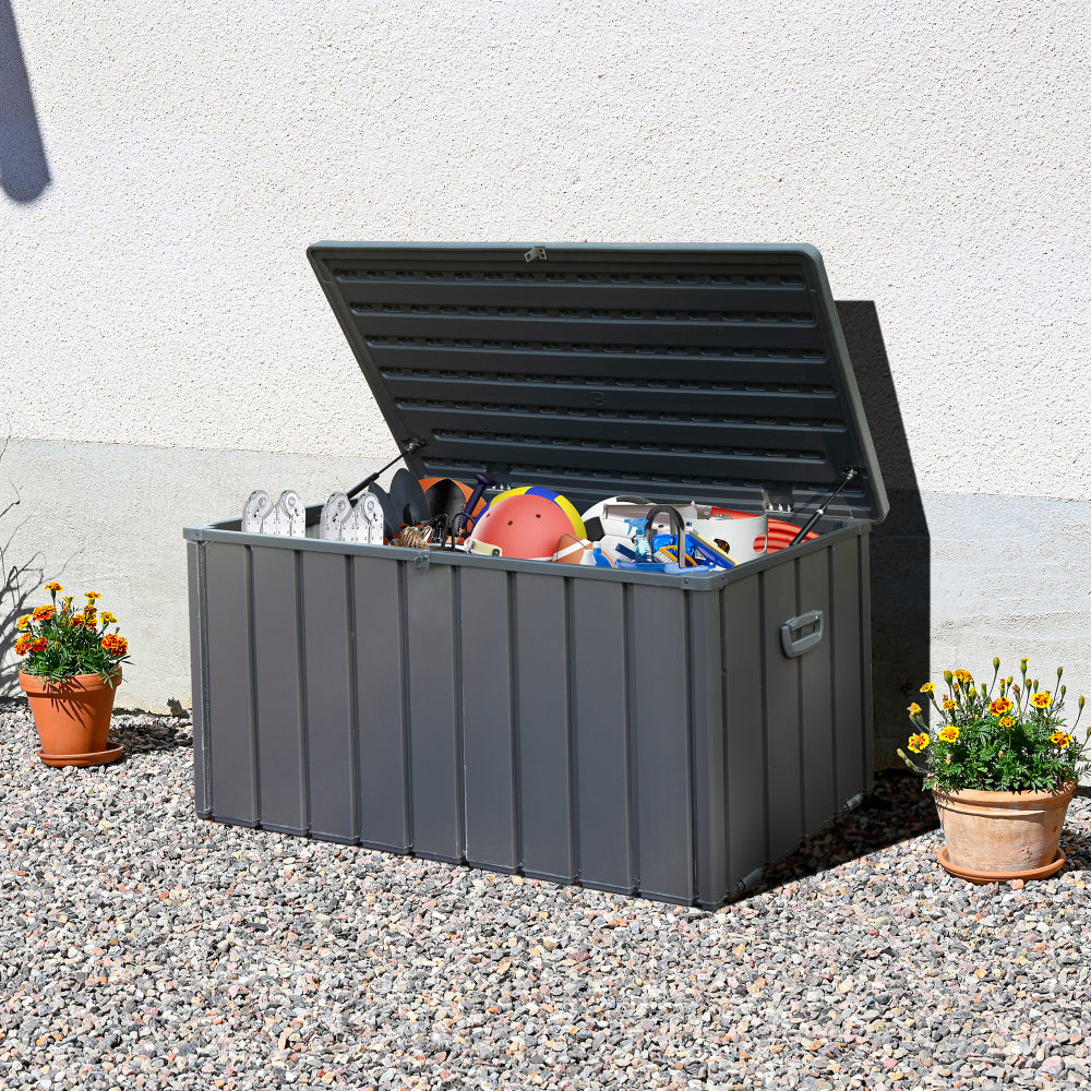 200 Gallon Outdoor Storage Deck Box Waterproof, Large Patio Storage Bin for Outside Cushions, Throw Pillows, Garden Tools, Lockable (Dark Gray)