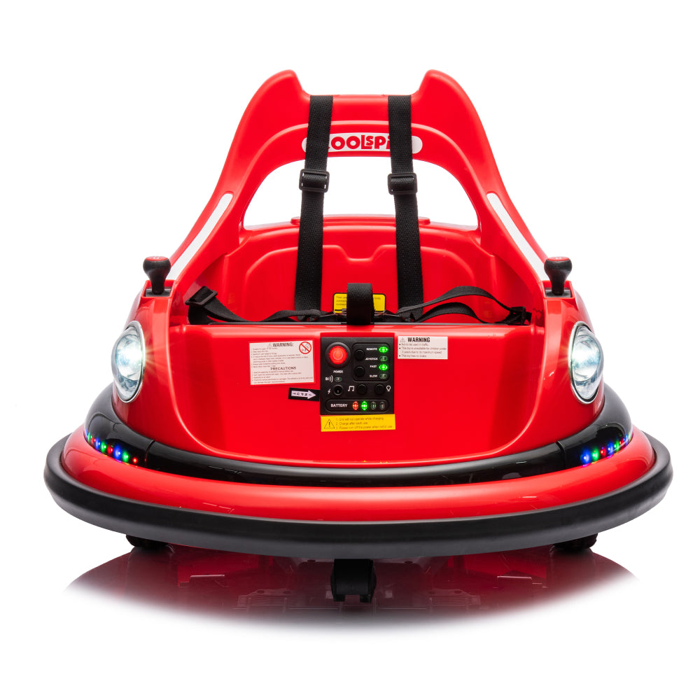 12V ride on bumper car for kids,electric car for kids,1.5-5 Years Old,W/Remote Control, LED Lights, Bluetooth & 360 Degree Spin, Vehicle body with anti-collision padding
Five-point Safety Belt,2wd