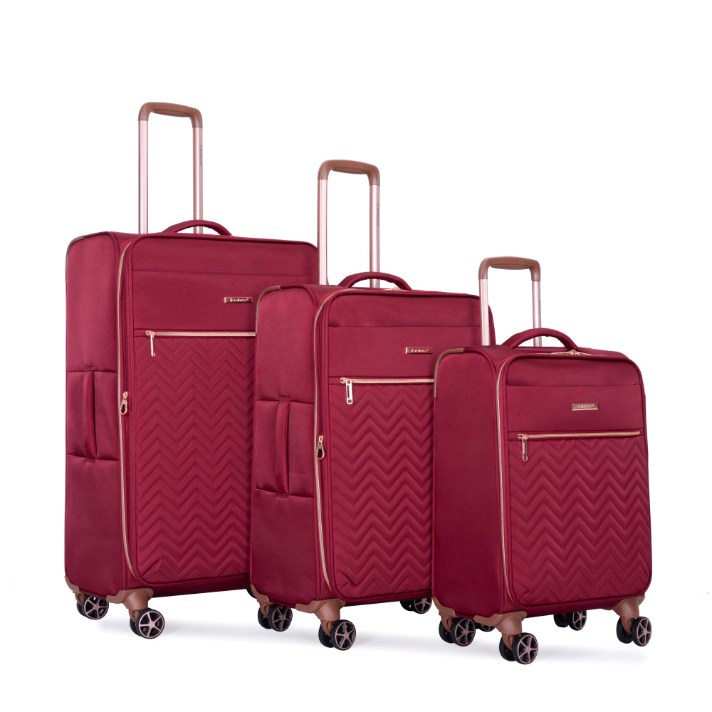 4-Piece Set (16/20/24/28) ,Softshell Suitcase Spinner Wheels Terylene Luggage Sets Carry On Suitcase Luggage Lightweight Durable Suitcase   Wine Red