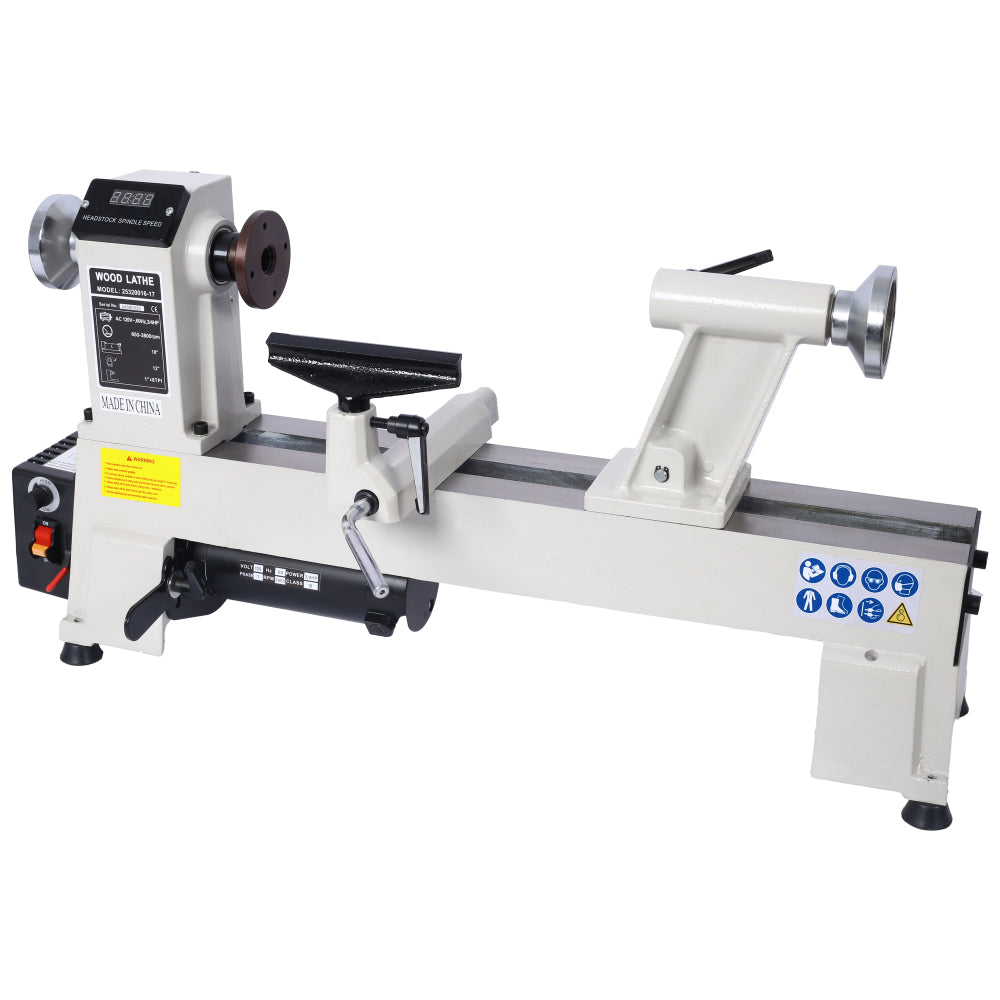 12" x 18" Wood Lathe, Benchtop Wood Lathe Machine 3/4 HP Infinitely Variable Speed 650-3800 RPM  for Woodworking, Woodturning