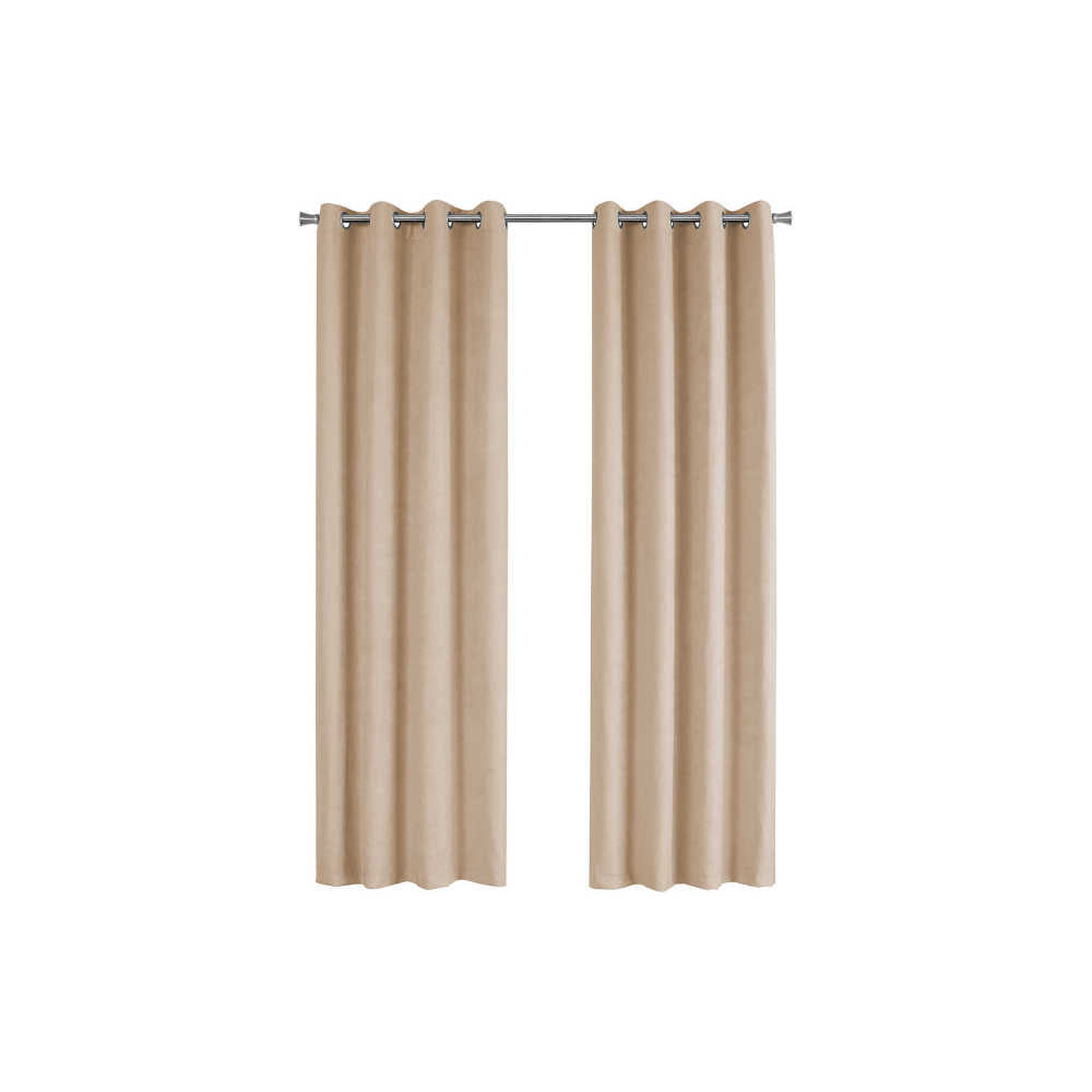 Curtain Panel, 2pcs Set, 54"w X 84"l, Room Darkening, Grommet, Living Room, Bedroom, Kitchen, Beige Micro Suede, Contemporary, Modern