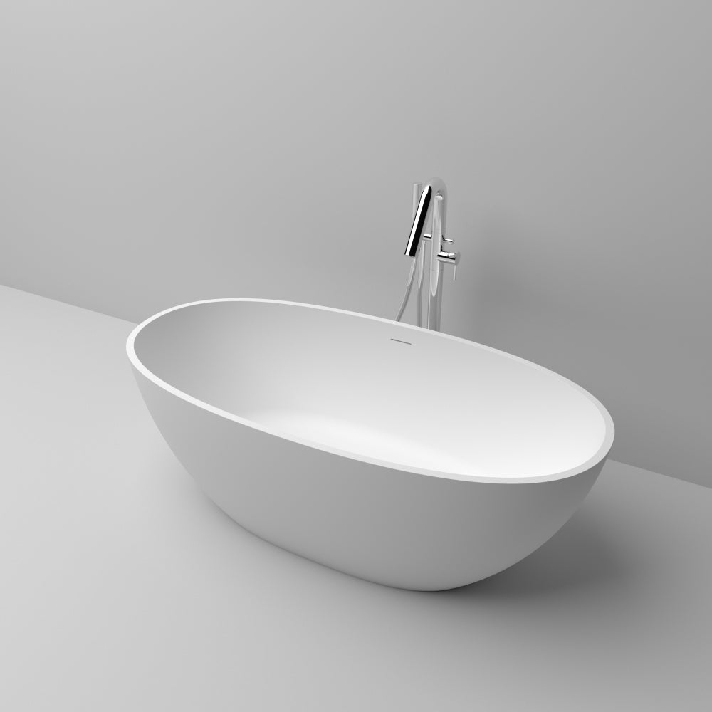 71 inch Freestanding Solid Surface Soaking Bathtub Matte White 25S01-18PS